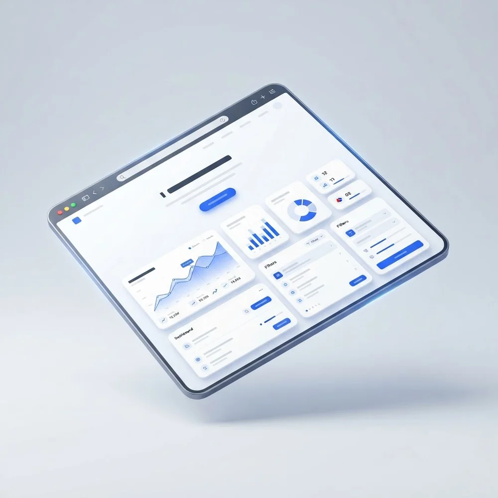 Illustration of a modern website dashboard interface designed by CutLabsX