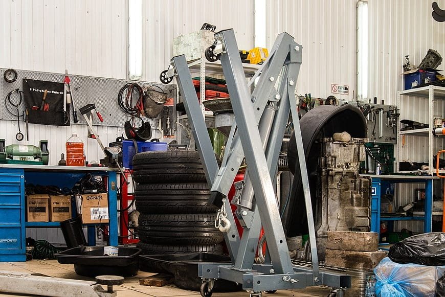 Wide view of the auto repair shop interior with service bays