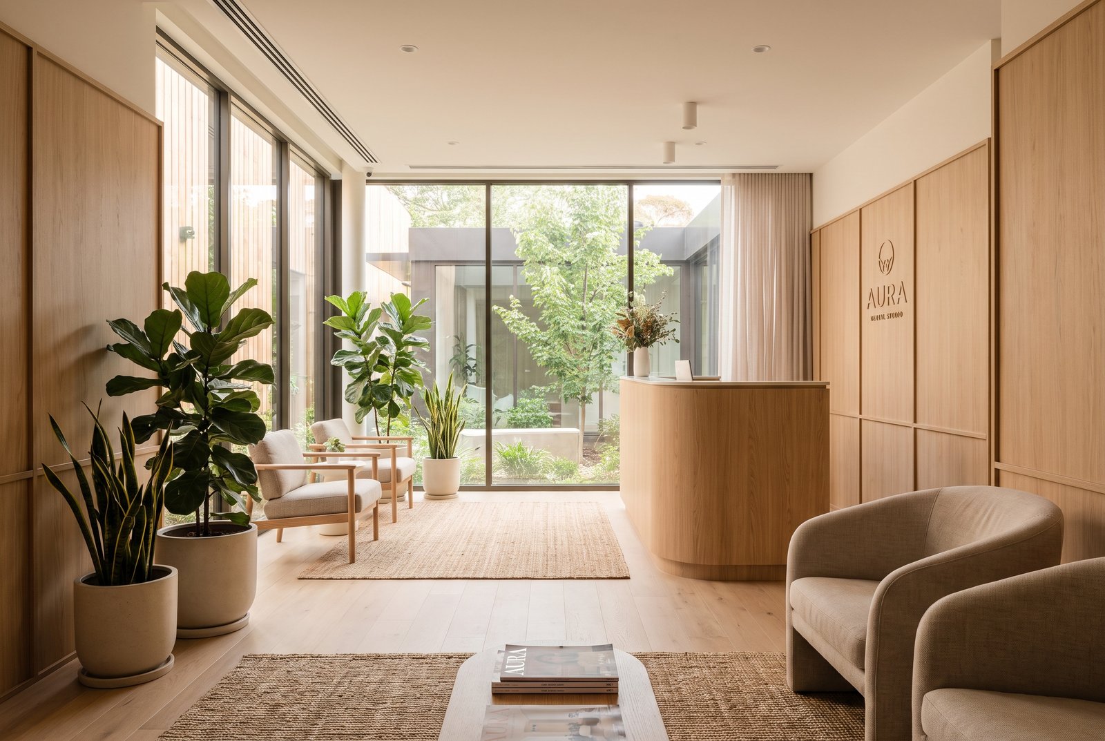 Bright, modern reception and waiting area at the clinic
